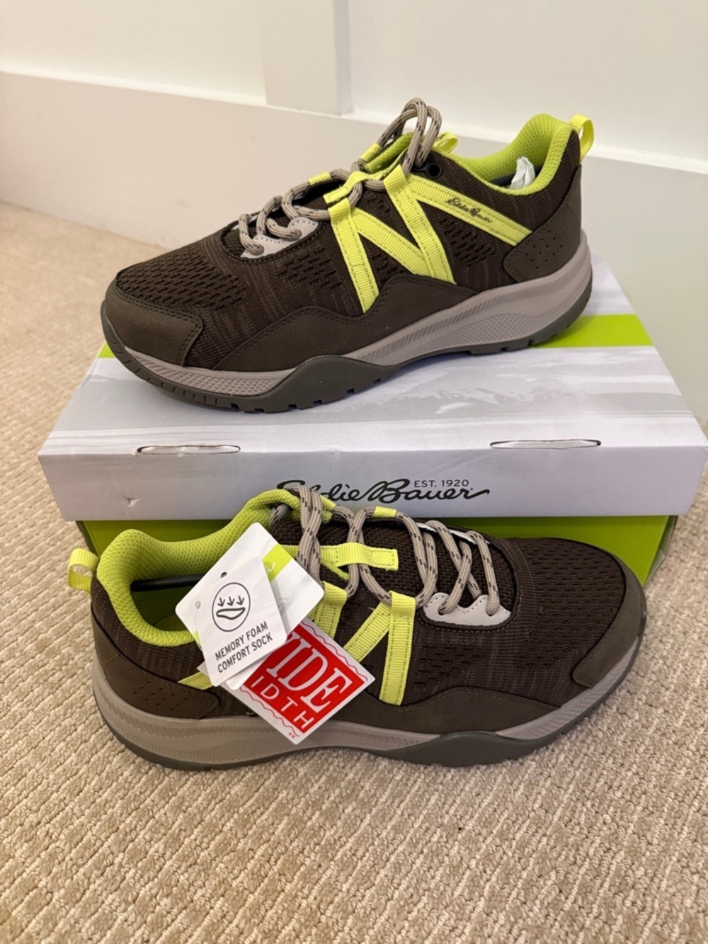 Eddie Bauer Brown with Lime Accent Walking Shoes
